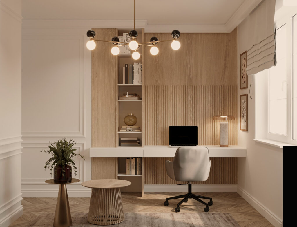 Gabinet-1-1024x784 Luksus, który nie przytłacza. Wnętrze w stylu quiet luxury projektu Weroniki Budzichowskiej z To Be Design