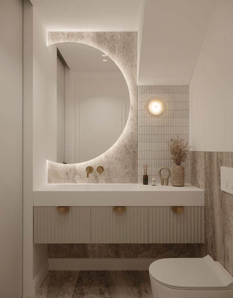 Lazienka-parter-1-801x1024 Luksus, który nie przytłacza. Wnętrze w stylu quiet luxury projektu Weroniki Budzichowskiej z To Be Design